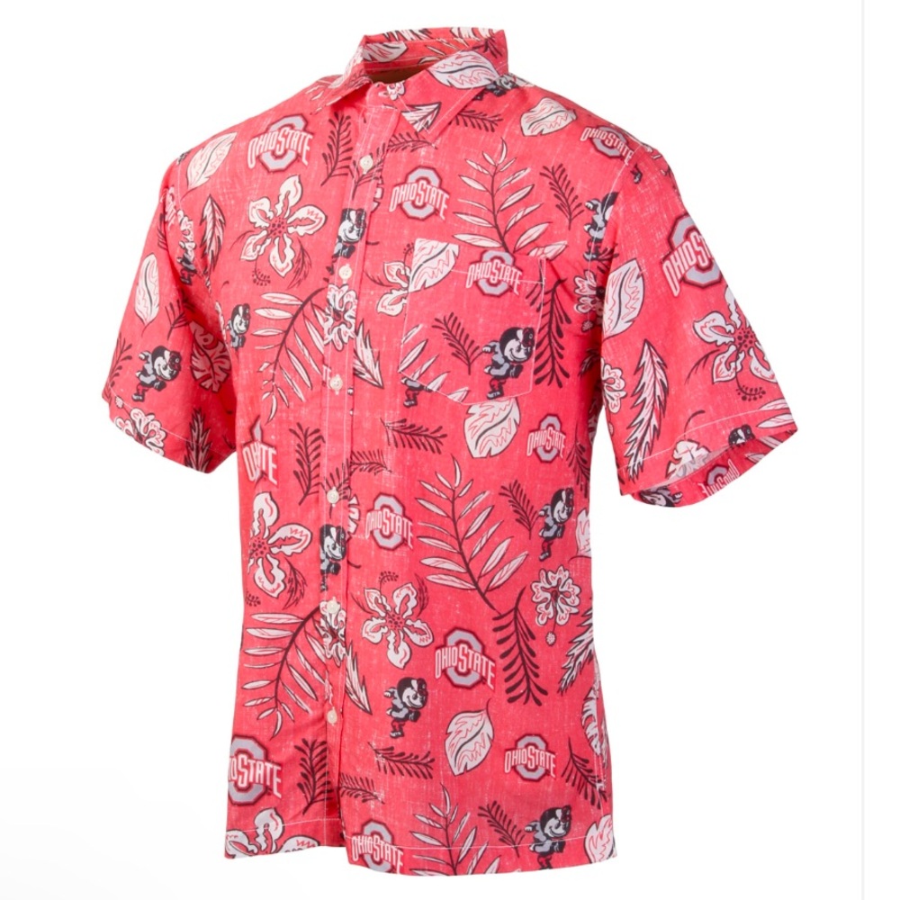 Wes and‎ Willy Mens College Hawaiian Shirt Short Sleeve Button Up Vintage Floral